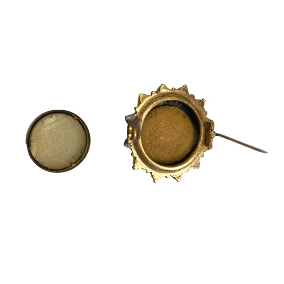 Antique Gold Filled Star Shaped Mourning Brooch Locket - Picture 4 of 6
